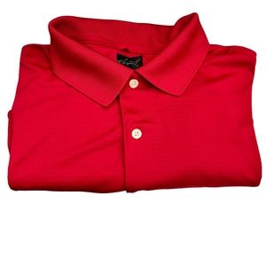 GREG NORMAN RED ML 75 PLAY DRY TONAL STRIPE SHORT SLEEVE POLO SHIRT